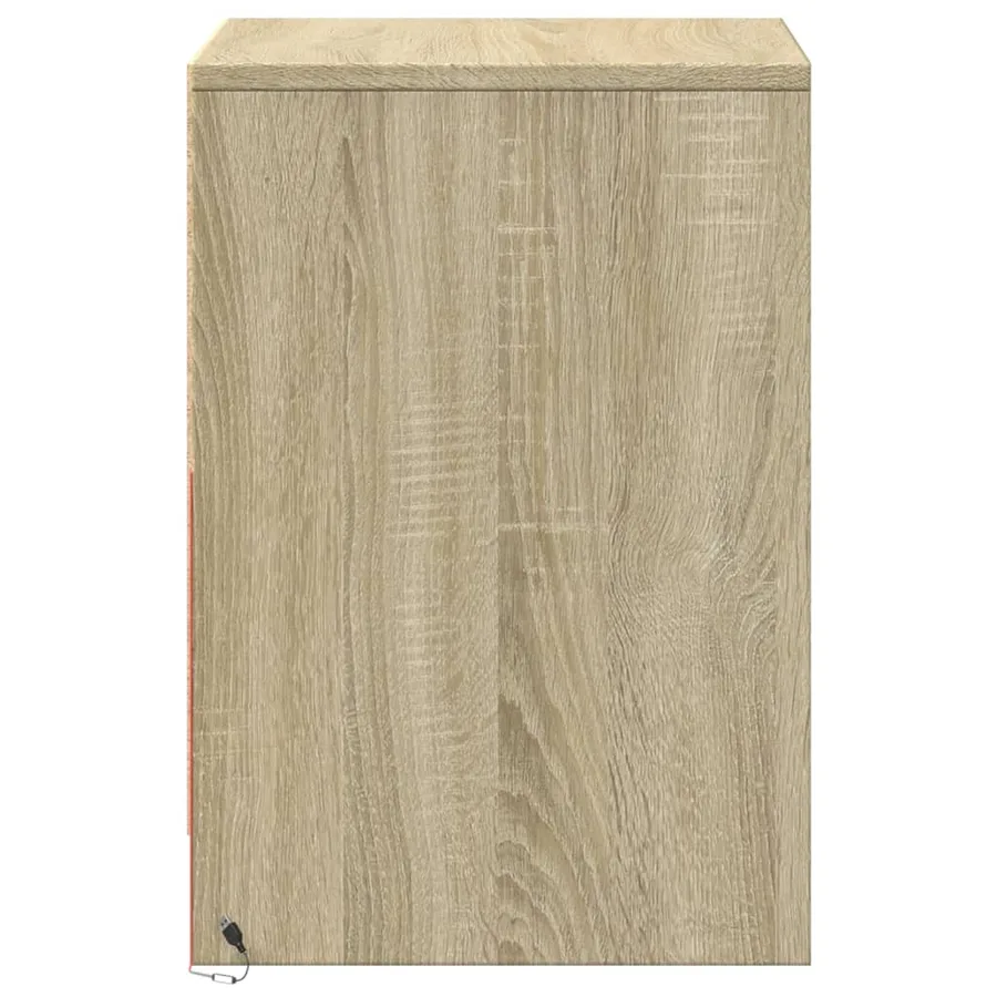 Armoire de chevet avec lumières LED chêne sonoma - 7