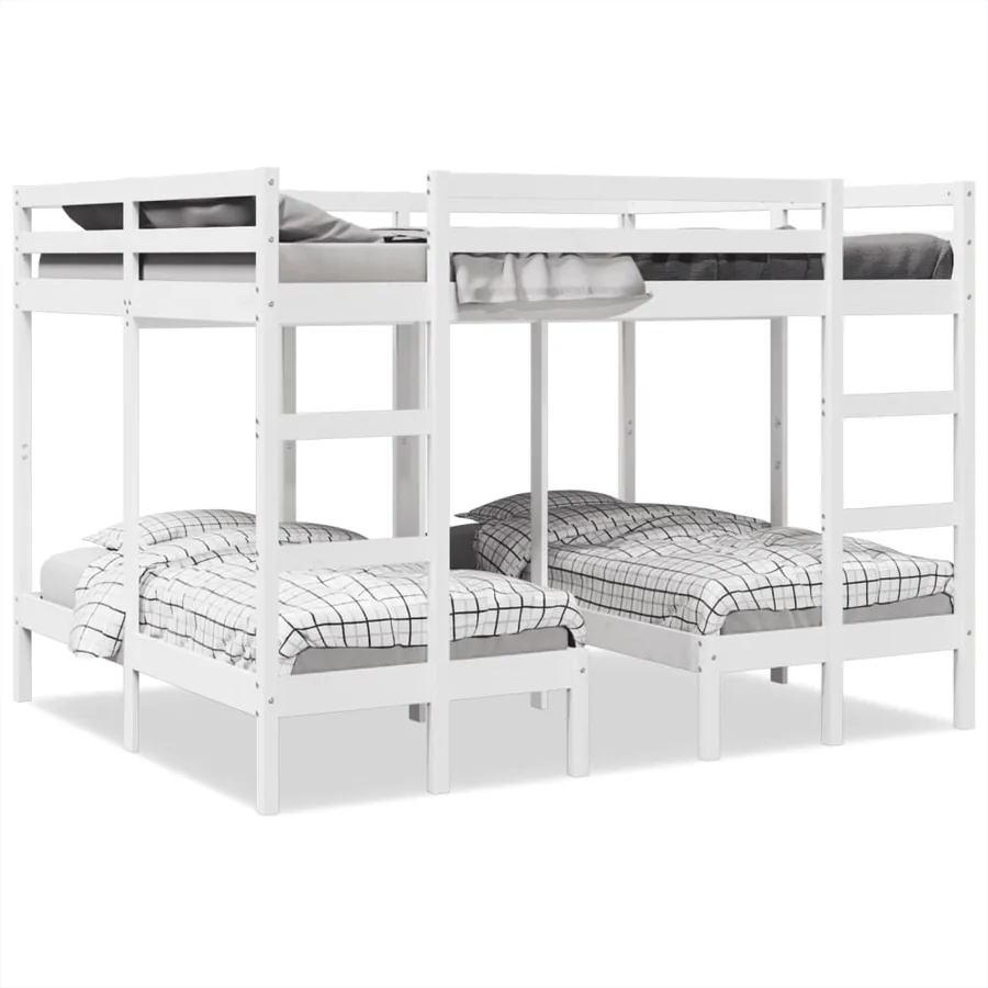 Lit superposé triple blanc 160x200/80x160 cm bois de pin massif