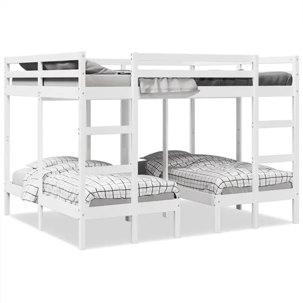 Lit superposé triple blanc 160x200/80x160 cm bois de pin massif