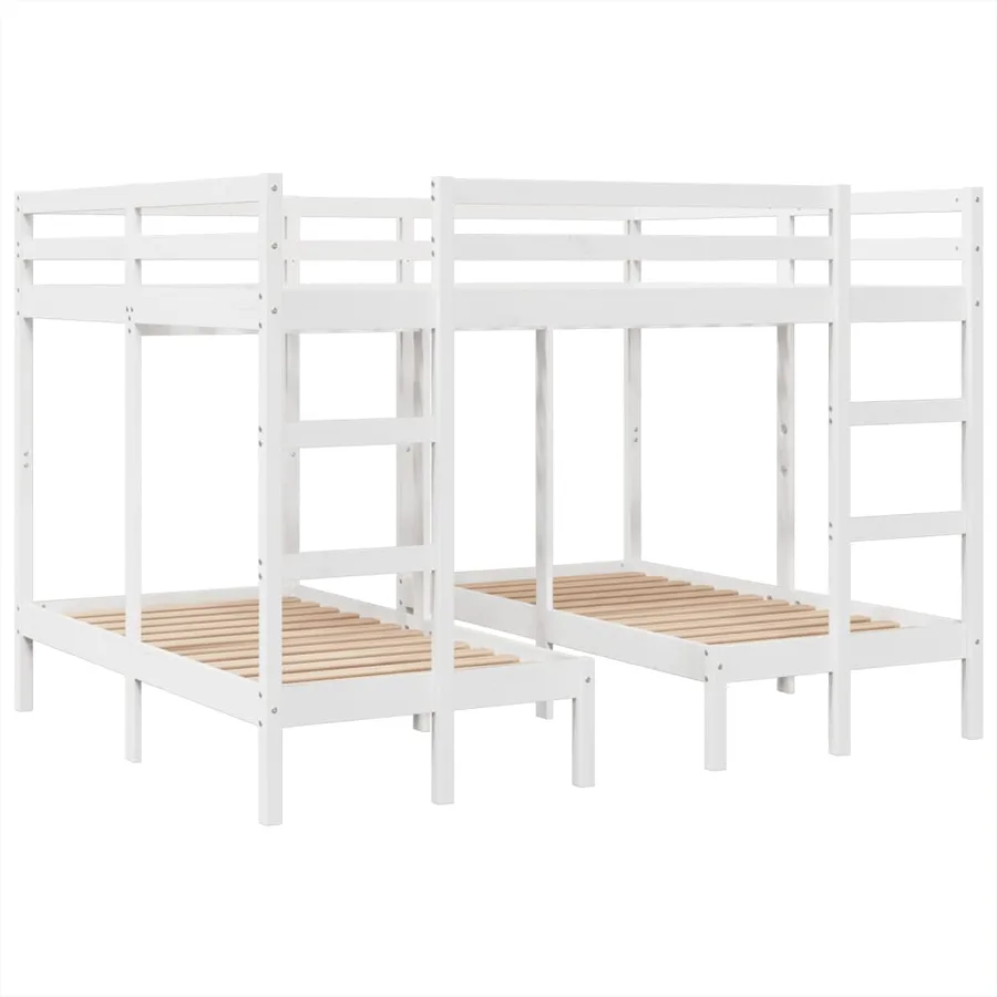 Lit superposé triple blanc 160x200/80x160 cm bois de pin massif - 2