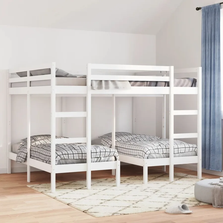 Lit superposé triple blanc 160x200/80x160 cm bois de pin massif - 3