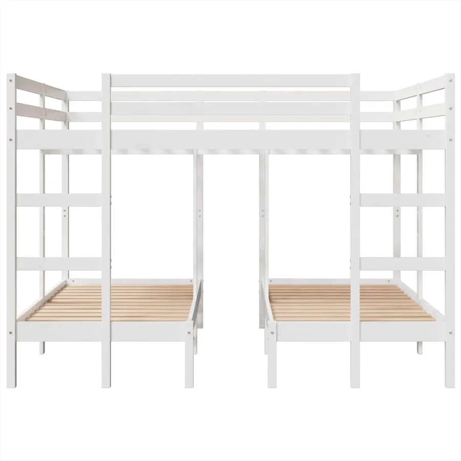 Lit superposé triple blanc 160x200/80x160 cm bois de pin massif - 5
