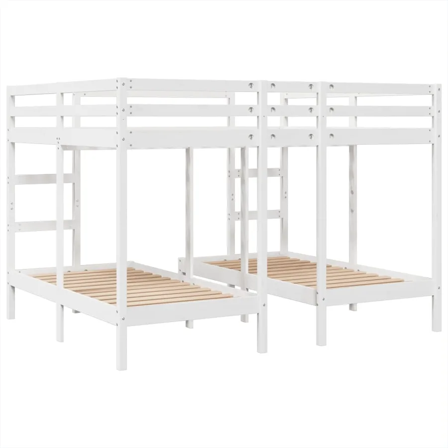 Lit superposé triple blanc 160x200/80x160 cm bois de pin massif - 7