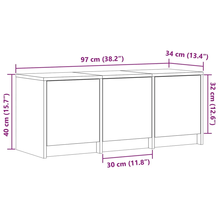 Meuble TV avec LED blanc 97x34x40 cm bois d'ingénierie - 14