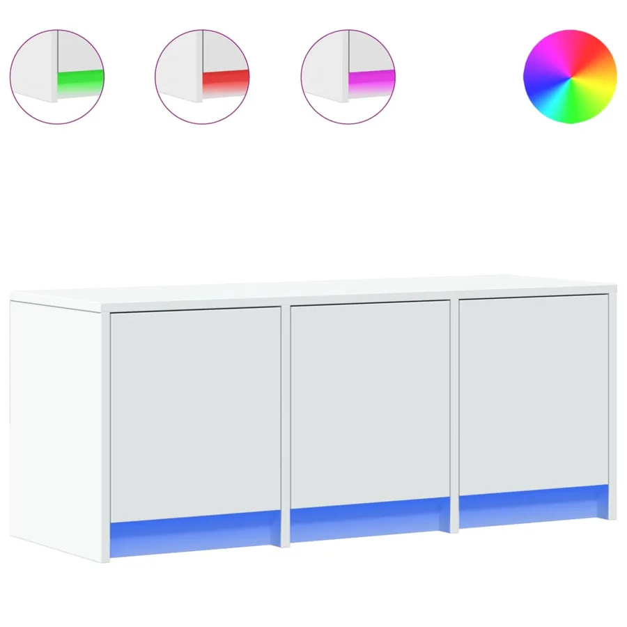 Meuble TV avec LED blanc 97x34x40 cm bois d'ingénierie - 2