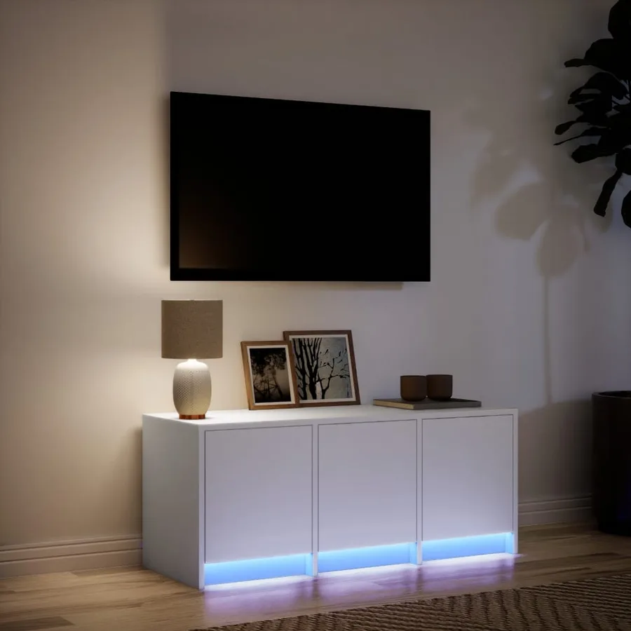 Meuble TV avec LED blanc 97x34x40 cm bois d'ingénierie - 4