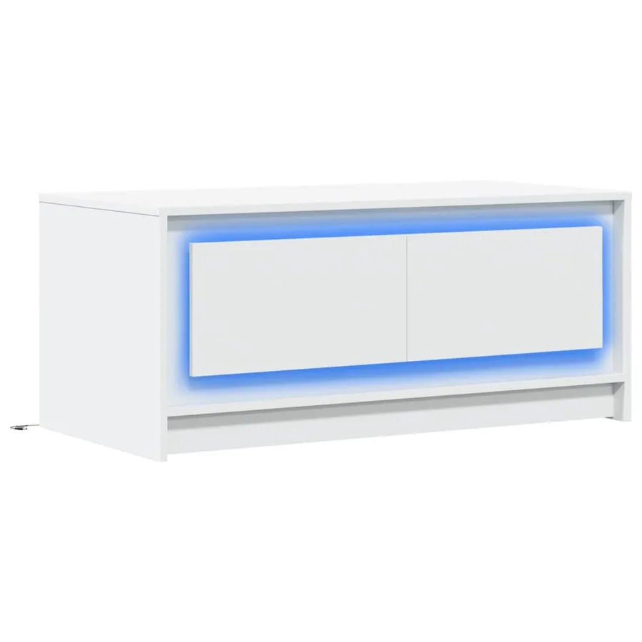 Table basse avec lumières LED blanc bois d'ingénierie - 3