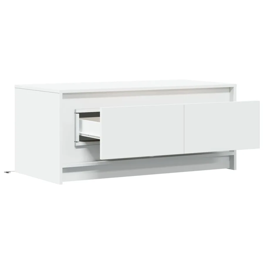 Table basse avec lumières LED blanc bois d'ingénierie - 9