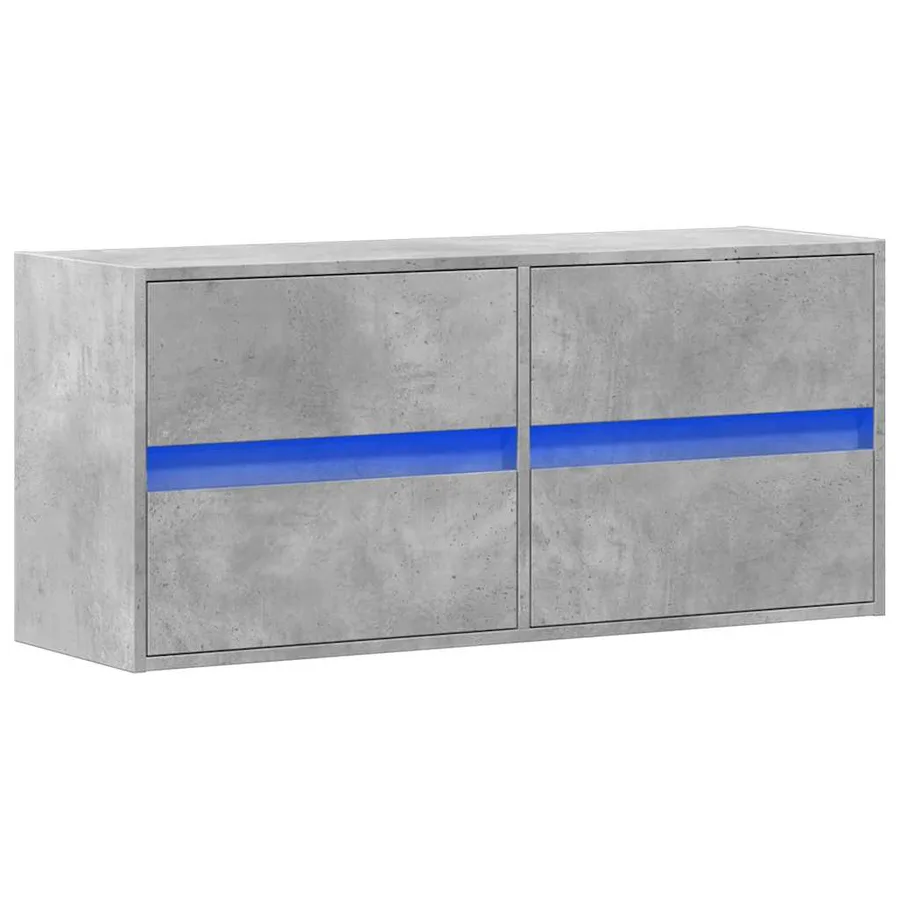 Meuble TV mural avec lumières LED gris béton 100x31x45 cm - 3