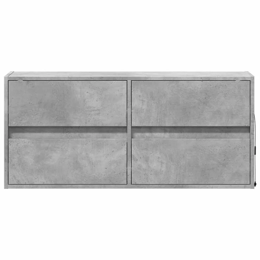 Meuble TV mural avec lumières LED gris béton 100x31x45 cm - 6