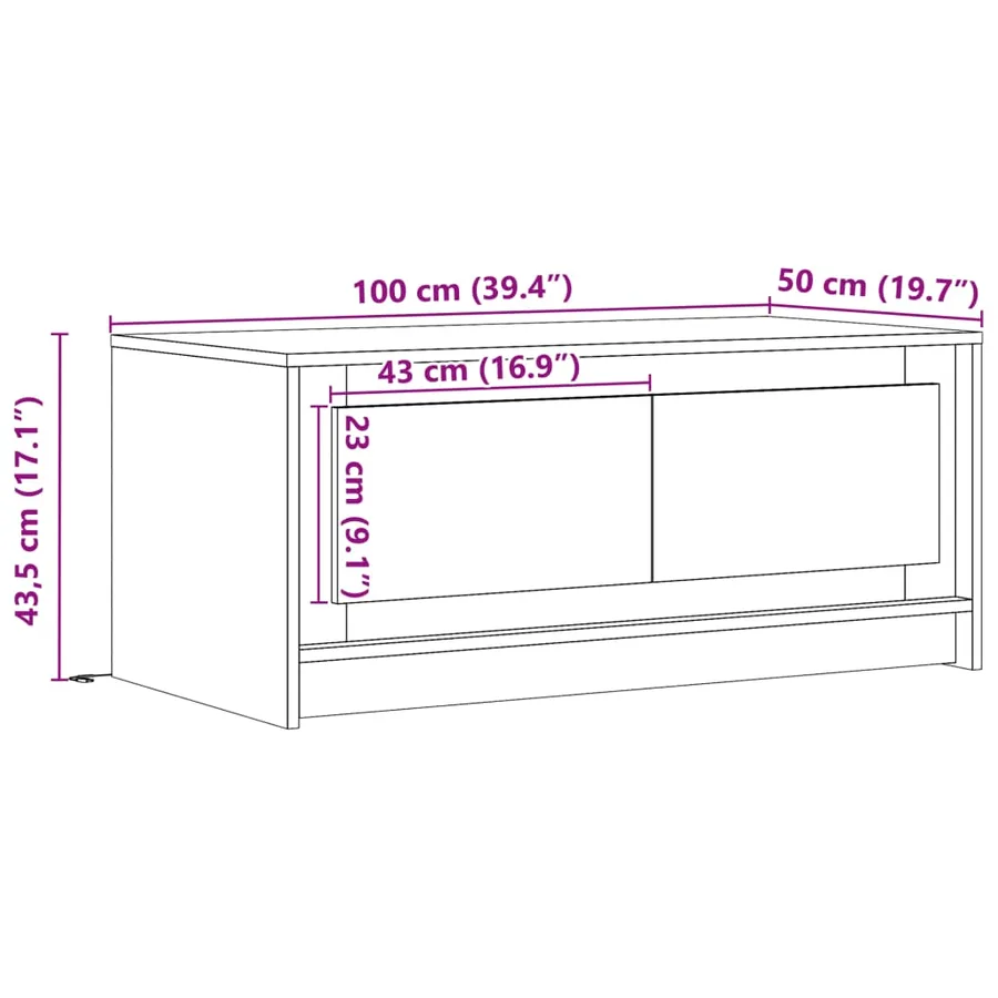 Table basse avec lumières LED chêne marron bois d'ingénierie - 14