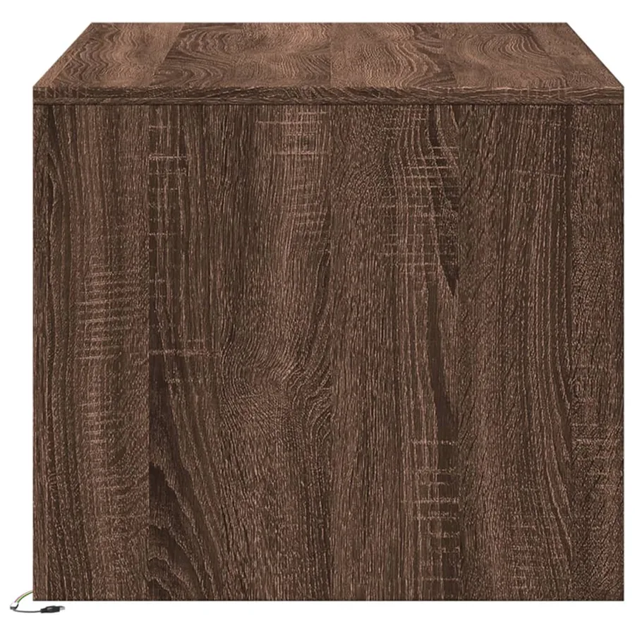 Table basse avec lumières LED chêne marron bois d'ingénierie - 7
