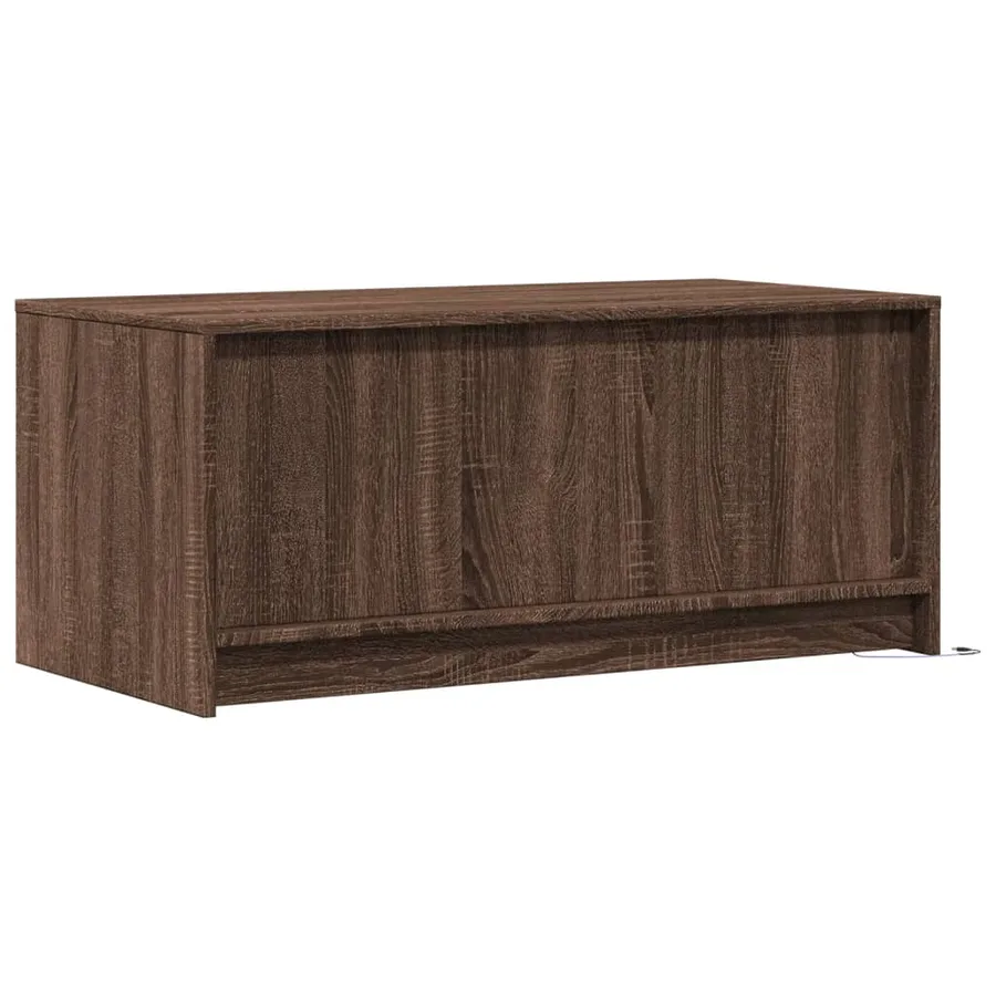 Table basse avec lumières LED chêne marron bois d'ingénierie - 8