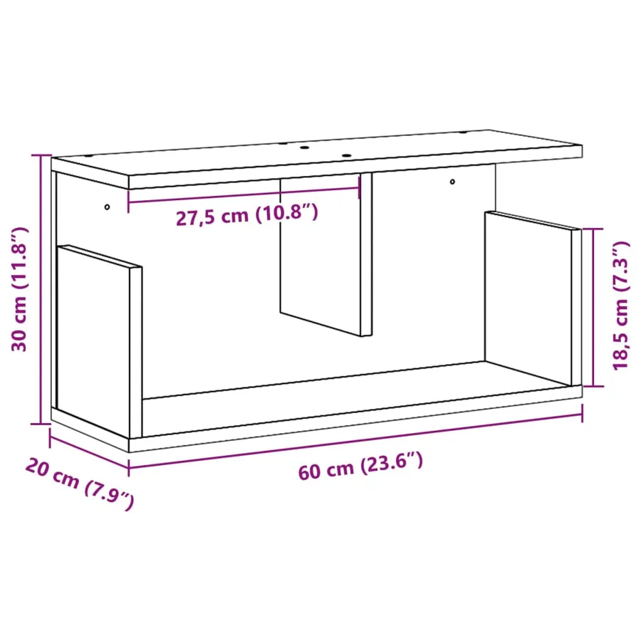 Armoire murale 60x20x30 cm blanc bois d'ingénierie - 9