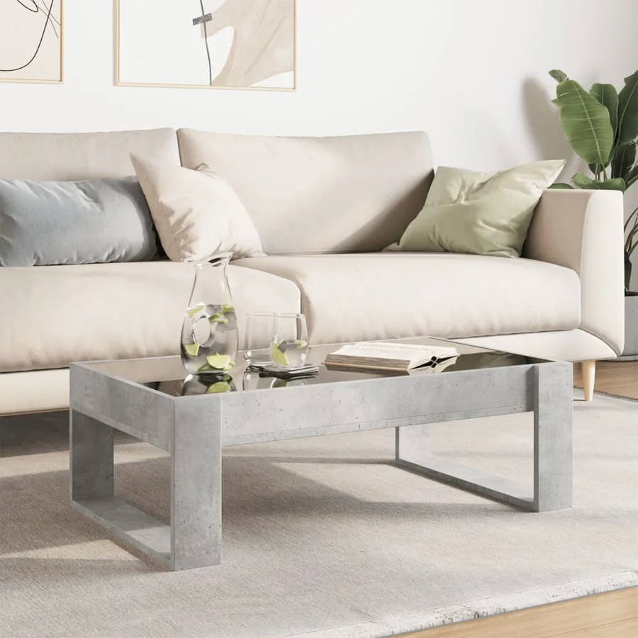 Table basse avec LED infini gris béton 90x53x30 cm - 4
