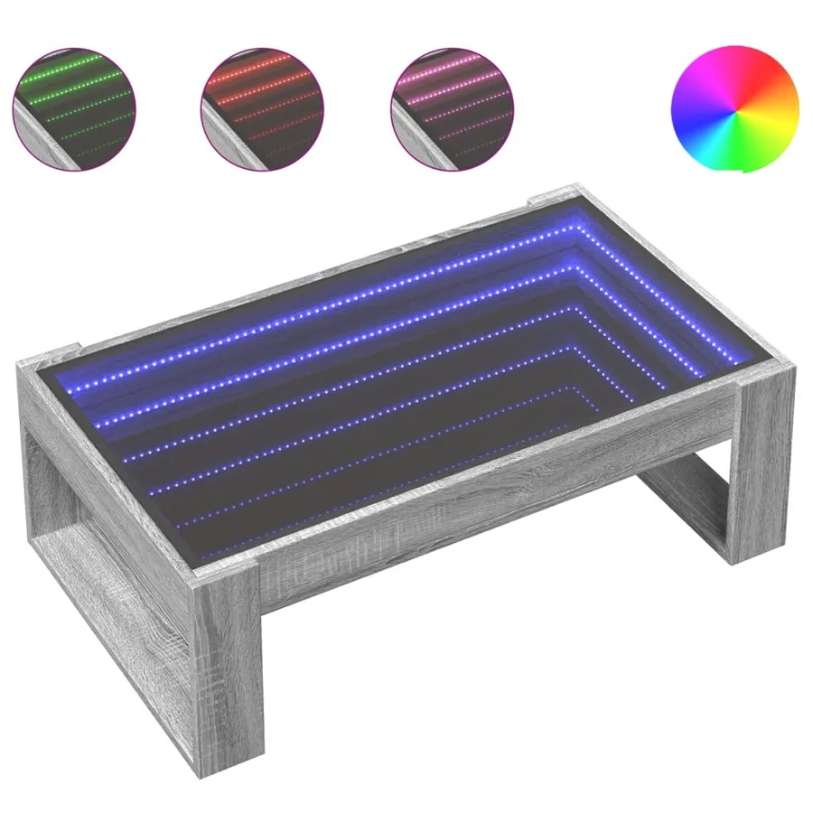 Table basse avec LED infini sonoma gris 90x53x30 cm - 2