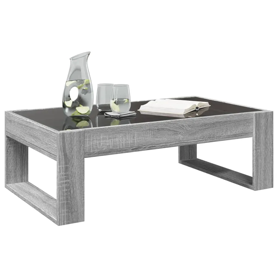 Table basse avec LED infini sonoma gris 90x53x30 cm - 5