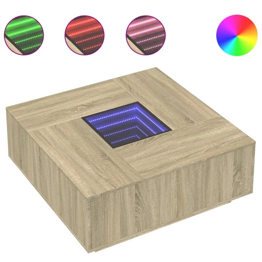 Table basse avec LED infini chêne sonoma 100x100x40 cm - 2