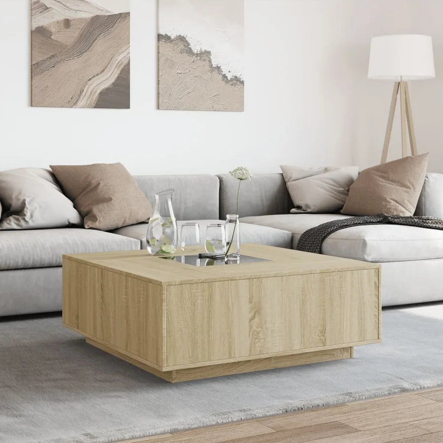 Table basse avec LED infini chêne sonoma 100x100x40 cm - 4