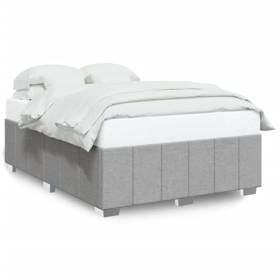 Cadre de lit sans matelas gris clair 160x200 cm tissu - 2