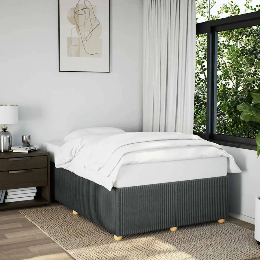 Cadre de lit sans matelas gris foncé 120x190 cm tissu