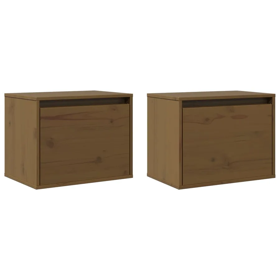 Armoires murales 2pcs Marron miel 45x30x35cm Bois de pin massif - 3