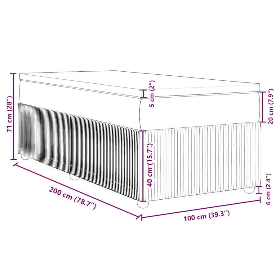 Sommier à lattes de lit avec matelas Crème 100x200 cm Tissu - 12