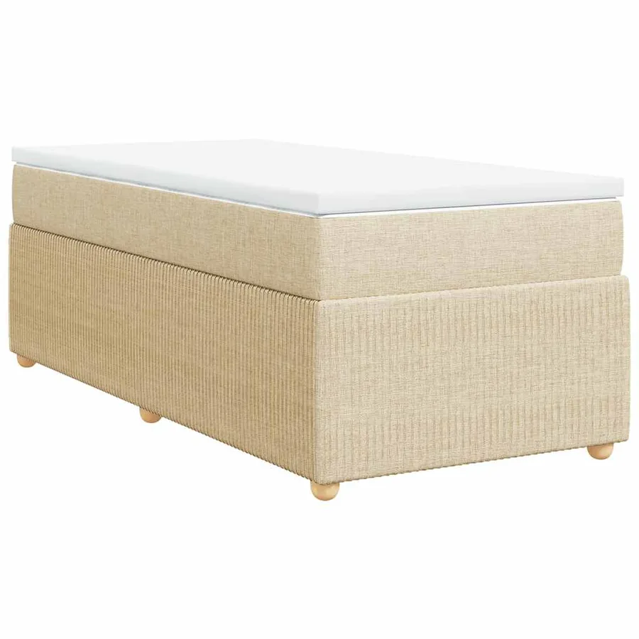 Sommier à lattes de lit avec matelas Crème 100x200 cm Tissu - 2