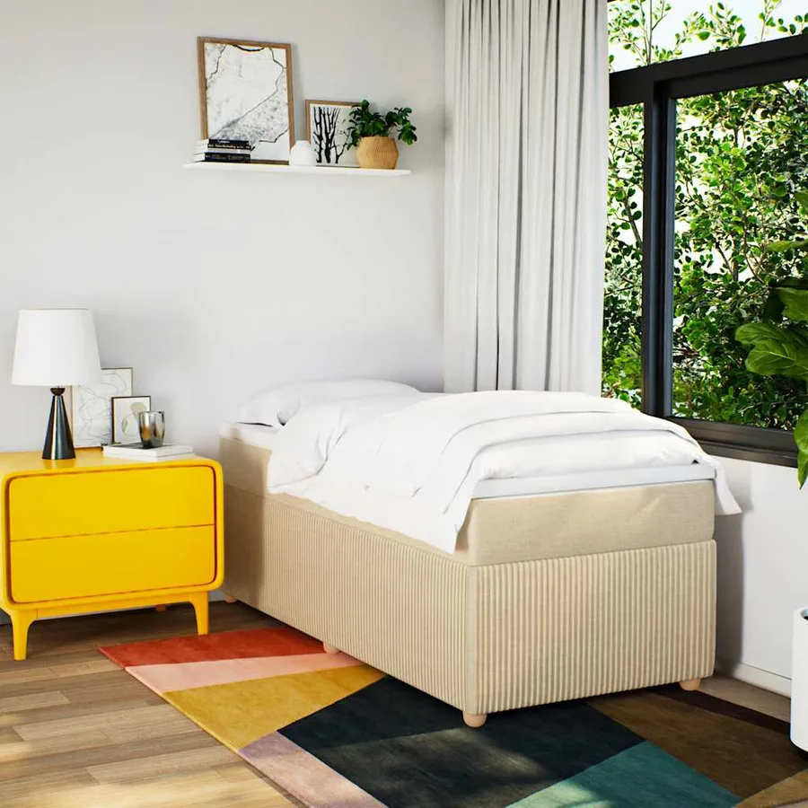 Sommier à lattes de lit avec matelas Crème 100x200 cm Tissu - 3