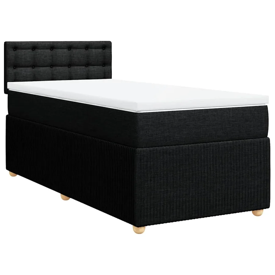 Sommier à lattes de lit avec matelas Noir 100x200 cm Tissu - 2