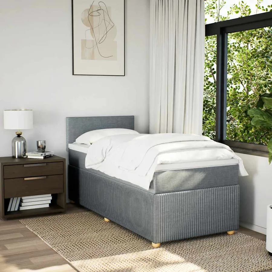 Sommier à lattes de lit avec matelas Gris clair 100x200cm Tissu - 3