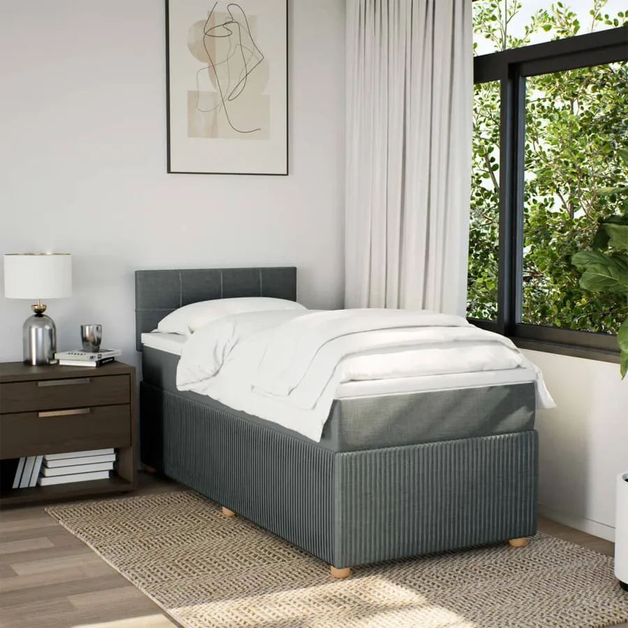 Sommier à lattes de lit avec matelas Gris foncé 80x200 cm Tissu - 3