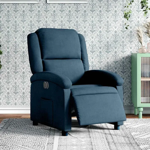 Fauteuil inclinable électrique bleu velours