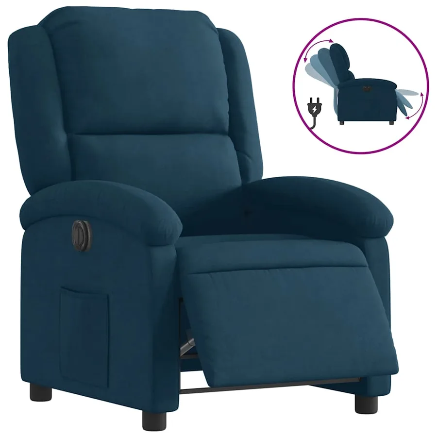 Fauteuil inclinable électrique bleu velours - 2