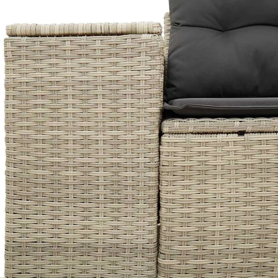 Canapé de jardin 2 places et coussins gris clair résine tressée - 7