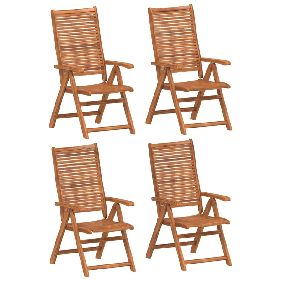Chaises inclinables de jardin lot de 4 bois massif acacia - 2