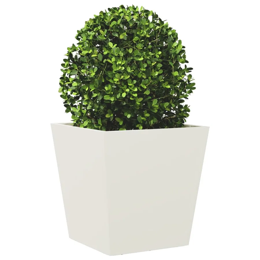 Jardinières 2 pcs blanc 40x40x40 cm acier - 4