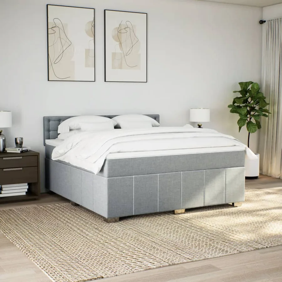 Sommier à lattes de lit avec matelas Gris clair 180x200cm Tissu - 3
