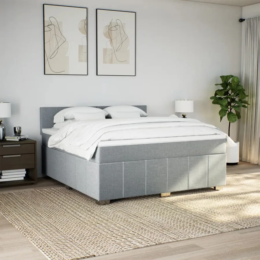 Sommier à lattes de lit avec matelas Gris clair 180x200cm Tissu - 3