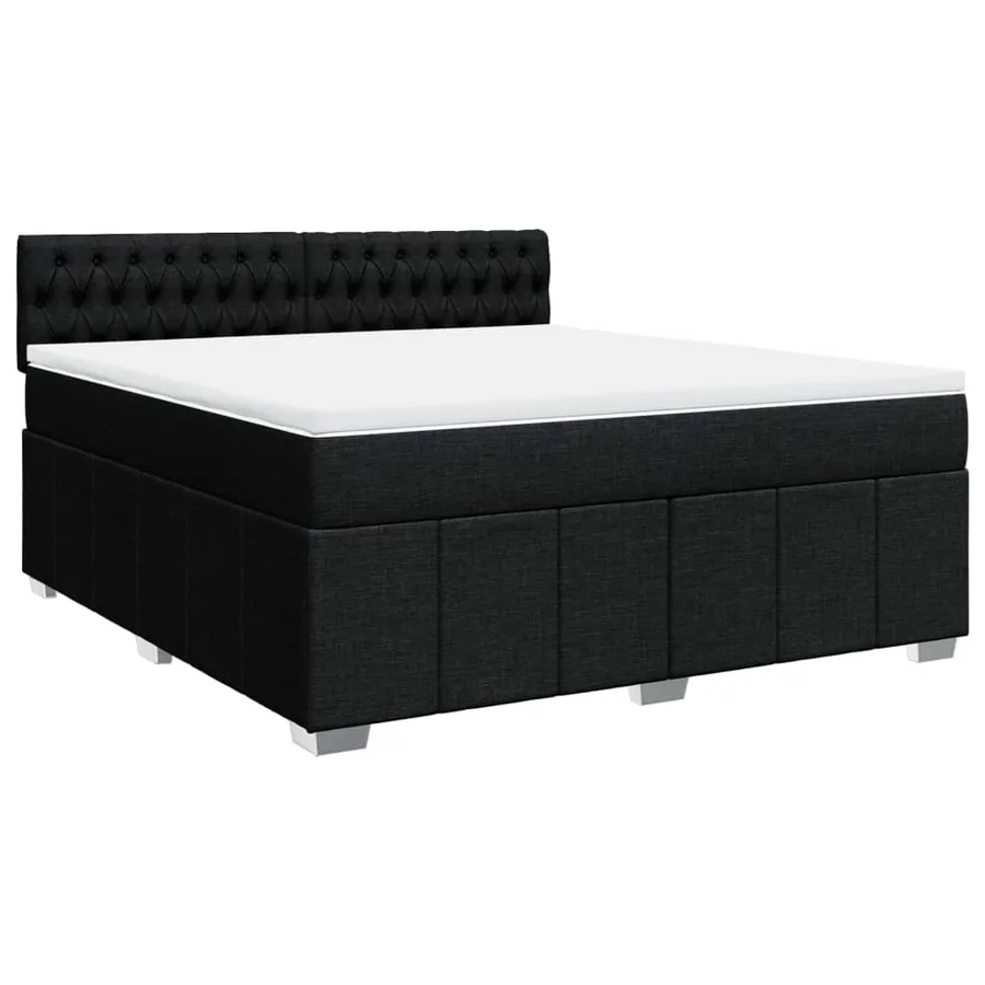Sommier à lattes de lit avec matelas Noir 180x200 cm Tissu - 2