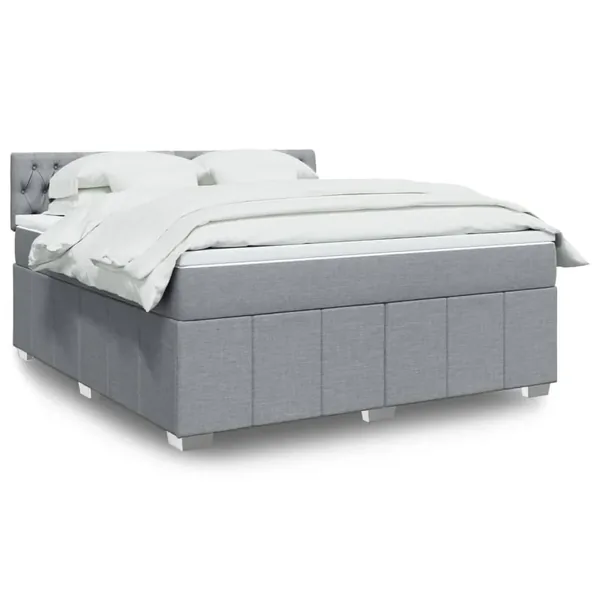 Sommier à lattes de lit avec matelas Gris clair 180x200cm Tissu