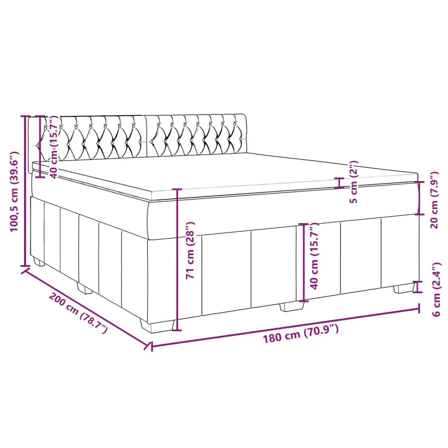 Sommier à lattes de lit avec matelas Gris clair 180x200cm Tissu - 13