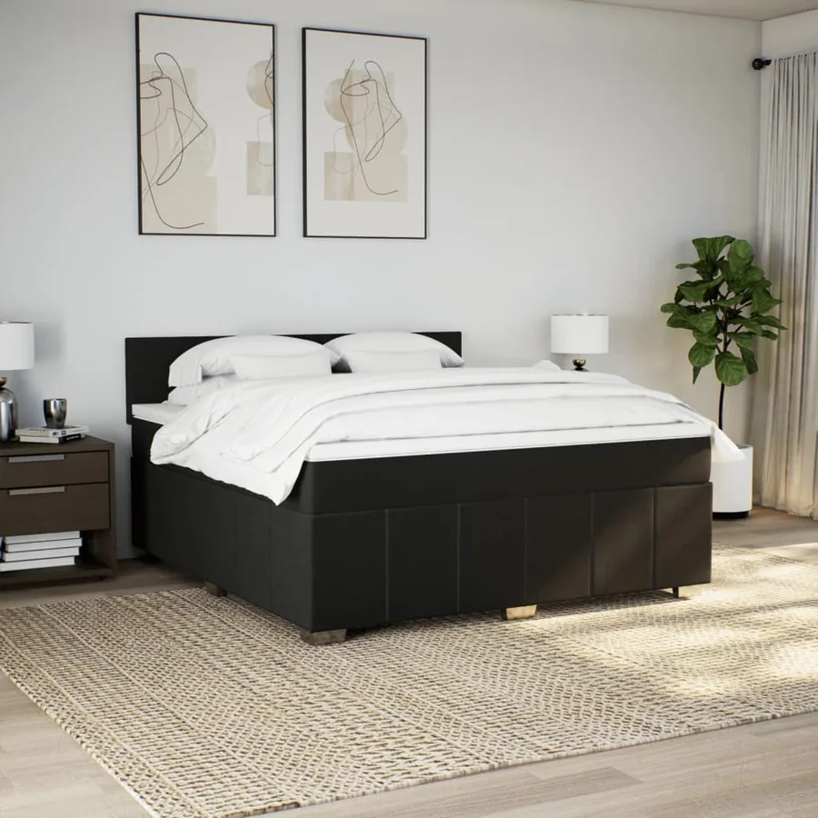 Sommier à lattes de lit avec matelas Noir 180x200 cm Tissu - 3