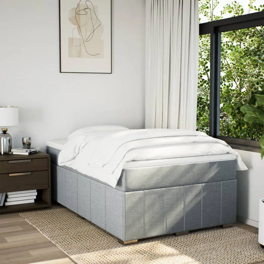 Sommier à lattes de lit avec matelas Gris clair 120x200cm Tissu - 3