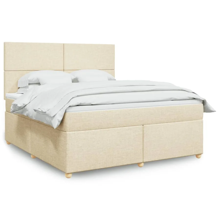 Sommier à lattes de lit avec matelas Crème 180x200 cm Tissu