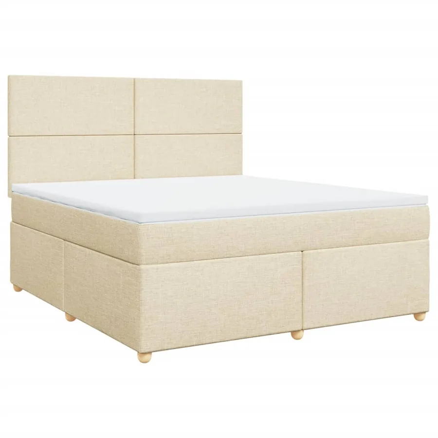 Sommier à lattes de lit avec matelas Crème 180x200 cm Tissu - 2