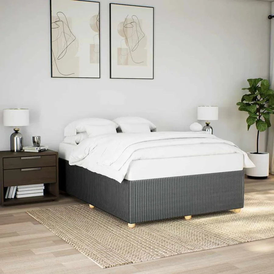 Cadre de lit sans matelas gris foncé 140x200 cm tissu