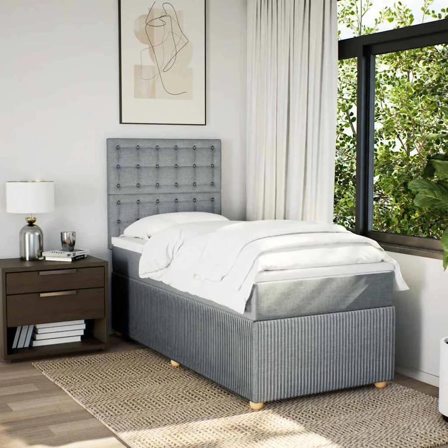 Sommier à lattes de lit avec matelas gris clair 80x200 cm tissu - 5
