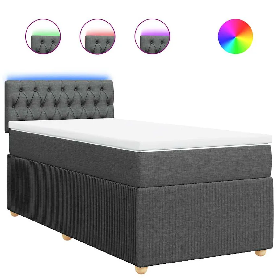 Sommier à lattes de lit avec matelas Gris foncé 80x200 cm Tissu - 2