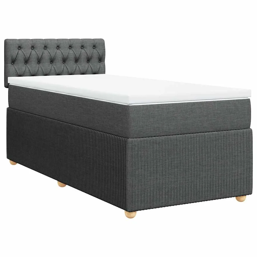 Sommier à lattes de lit avec matelas Gris foncé 80x200 cm Tissu - 3